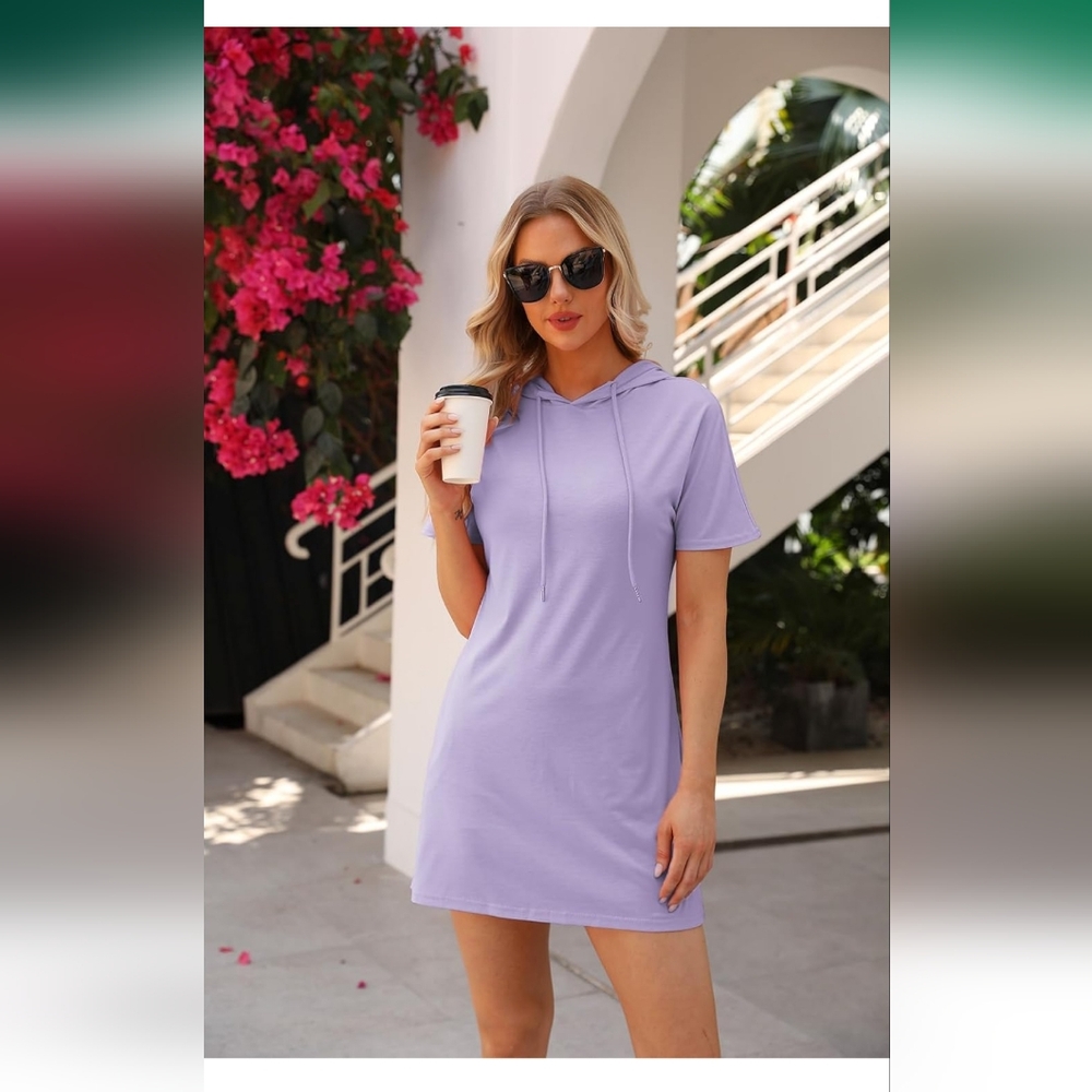 Novept Women's Short Sleeve Hoodie Dress - Size L
